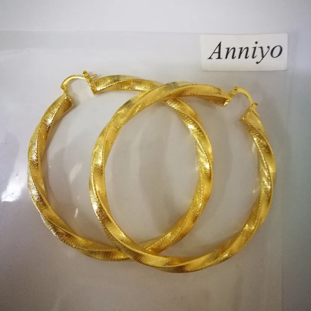 Большие африканские серьги Anniyo 7 см для женщин эфиопские витые золотого цвета