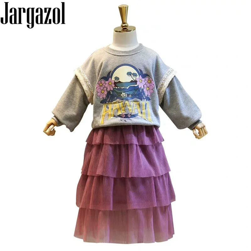 Jargazol/Одежда для маленьких девочек Свитер с длинными рукавами и бахромой принтом