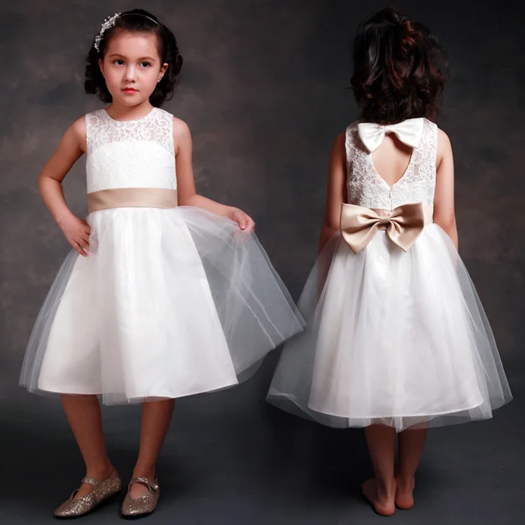 Распродажа! Модные платья для девочек с цветами кружевные цвета слоновой кости