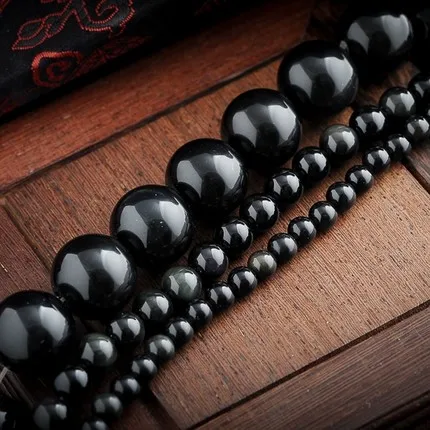 4 мм черный оникс из натурального камня ювелирных изделий Гладкие бусины diy набор