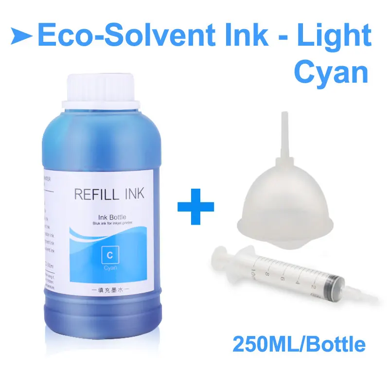 250 мл/бутылка эко-сольвентные чернила для Epson L210 L355 L366 L382 L385 L420 L800 L805 L1800 R2000 R3000 1390 1400 1500W чернила для принтера - Цвет: Light Cyan-250ml