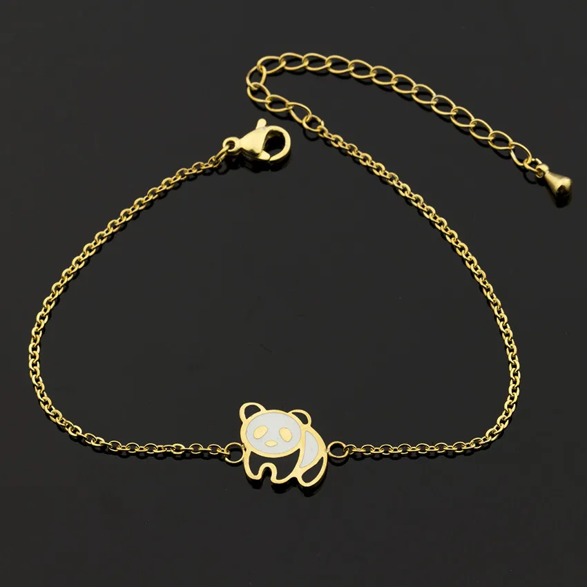DIANSHANGKAITUOZHE Cute Panda Bracelets For Women Men 2 Colors Love Bracelet Bangle Femme Trendy bracelets &amp Bangles | Украшения и