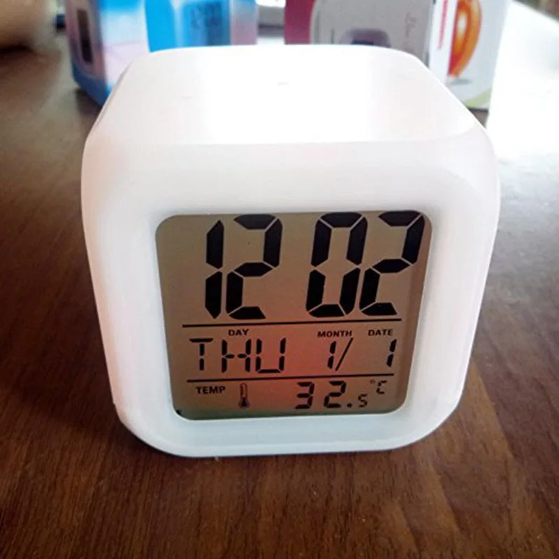 LED Alarm Clock Digital Table Color change Light Electronic Large Time Temperature Display Home Decoration | Дом и сад
