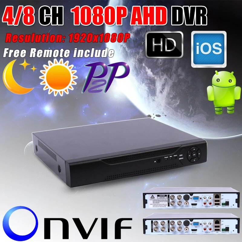 Новое поступление 1080P AHD H 4 канальный DVR рекордер 3 в 1 Гибридный 8 AHDH для камеры|dvr