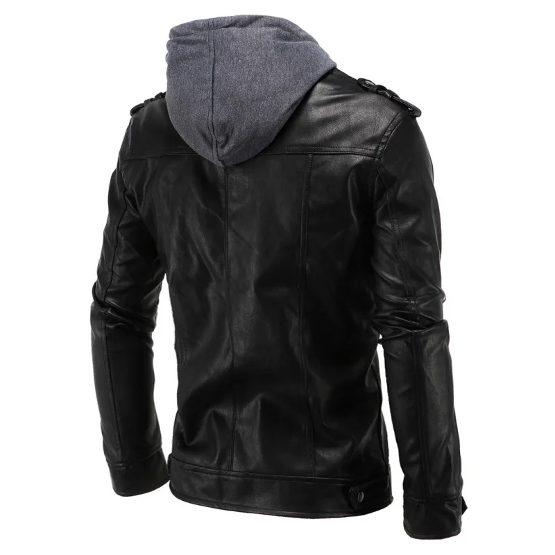 Мужская кожаная куртка с капюшоном большие размеры | одежда