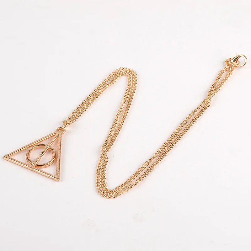 36 шт/лот фильм Гарри Луна Deathly Hallows Ожерелье фильм Мода длинная цепь треугольное ожерелье