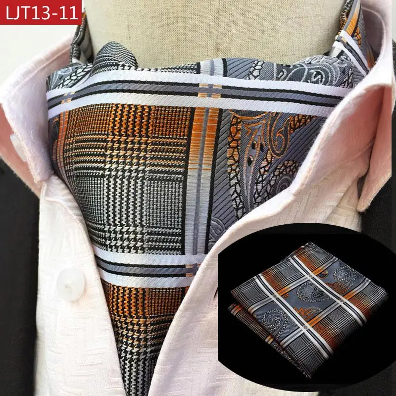 LJT13 1-17 Роскошные Для мужчин; комплект Ascot Винтаж Пейсли жаккарда с цветочным принтом шелковый галстук винтажный галстук модный мужской Карманный платок Square Set - Цвет: LJT13 11