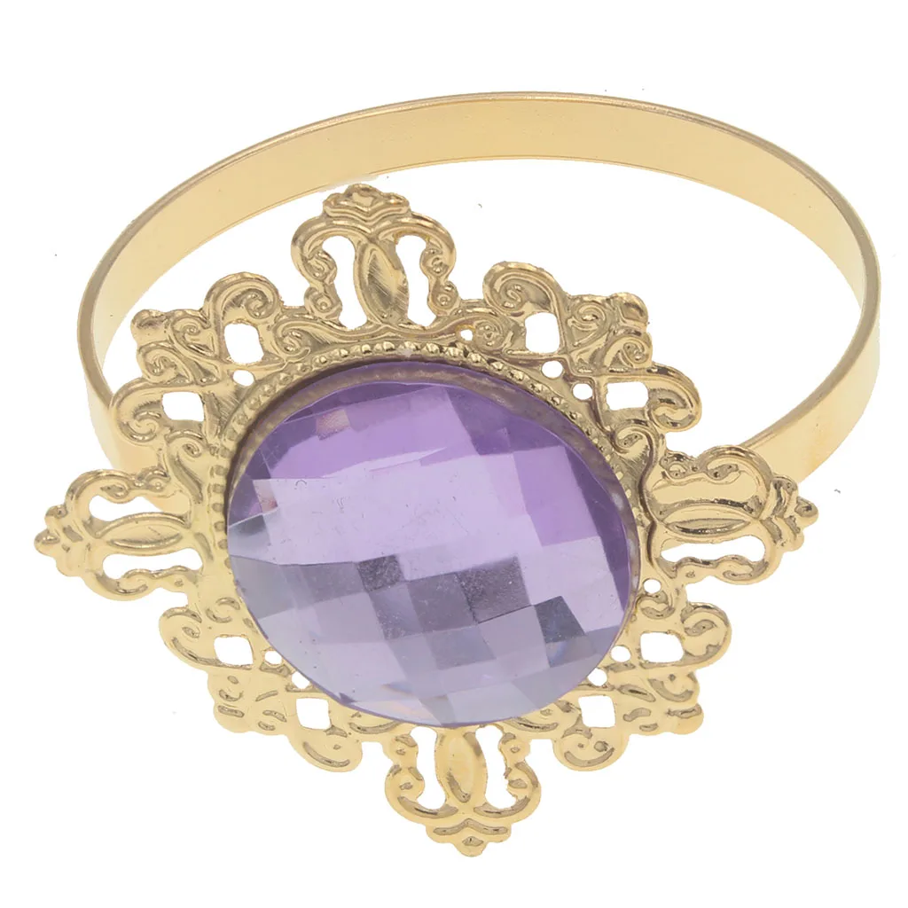 Light purple acryl 24 шт золотые кольца для салфеток для свадеб кухонный стол акриловый держатель салфетки для ужина прибор украшение из страз серваторное кольцо - Цвет: Light purple acryl