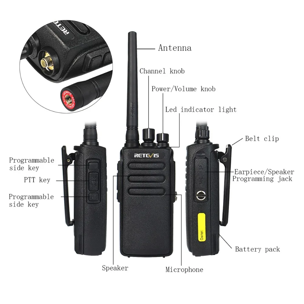 Портативная рация Retevis RT81 10 шт. Вт IP67 водонепроницаемая цифровая/аналоговая