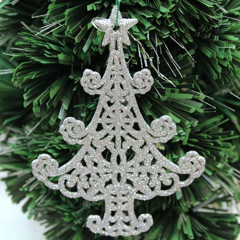 

MAXSIN FUN 1 PC Glitter Powder Colorful Christmas Tree Ornaments 14.5CMX9CM X-mas Tree Hanging Ornament Dornments DIY