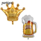 Кружка для пива с короной принцессы, фольгированные воздушные шары, Золотые шарики для день рождения, праздничные украшения, детские карнавальные принадлежности, 1 шт.