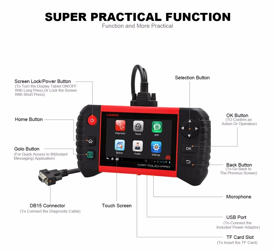 Launch CRP Touch Pro 5 дюйм(ов) мультиметр Цифровой Wi-Fi Bluetooth Авто Полные Системы диагностический сканер с EPB/DPF/TPMS/Service
