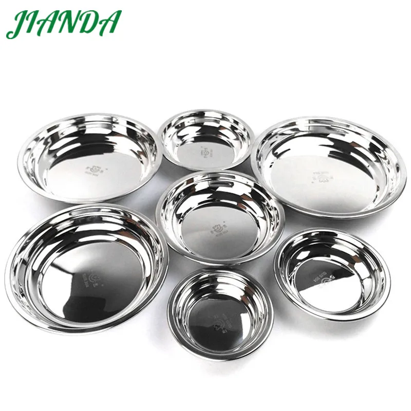 JIANDA High Quality 304 Stainless Steel Salad Bowl Tableware Dishes &amp plates Durable Dish Bowls Set Kitchen Accessories 7 Size | Дом и сад