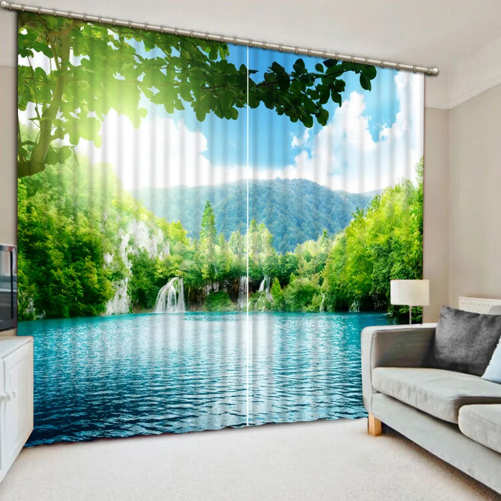 

3D Cortinas natural scenery 3D Photo Printing Blackout Curtains For Living room Bedding room Hotel Drapes Cortinas