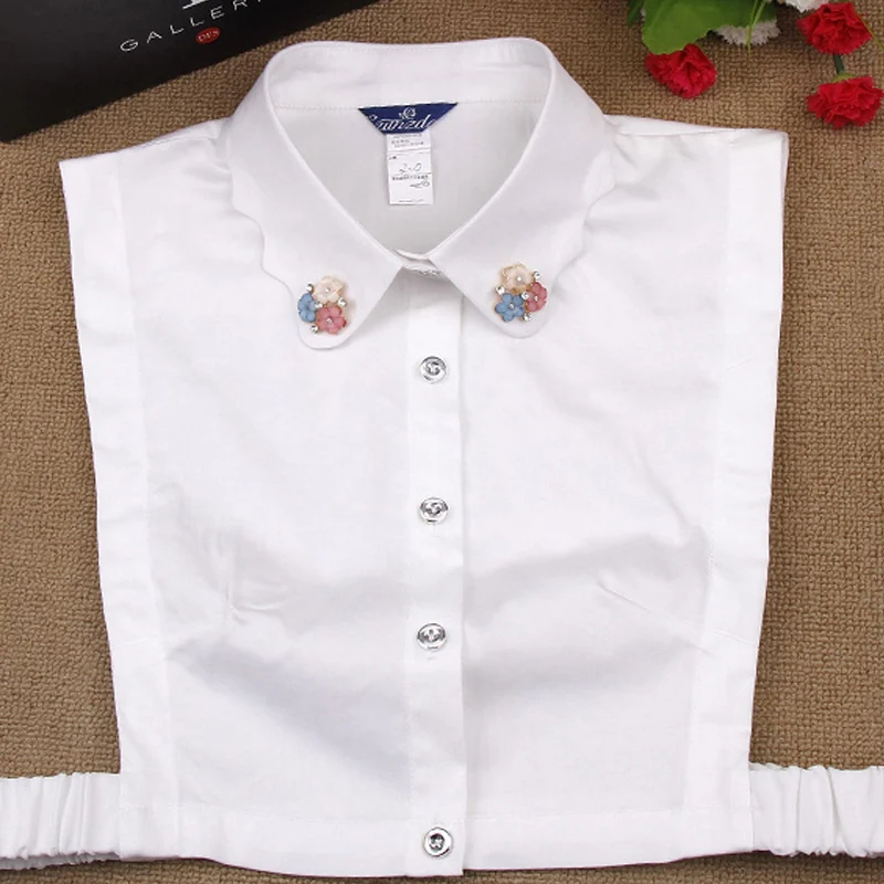 

False Collar Ladies Removable fake shirt sweater high-quality bead crystal collier femme flower wave collar blouse women gift