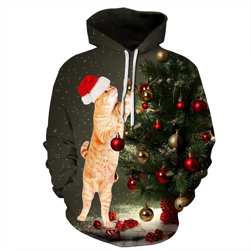 Толстовка с капюшоном для мужчин и женщин свитшот 3D принтом Галактики кота