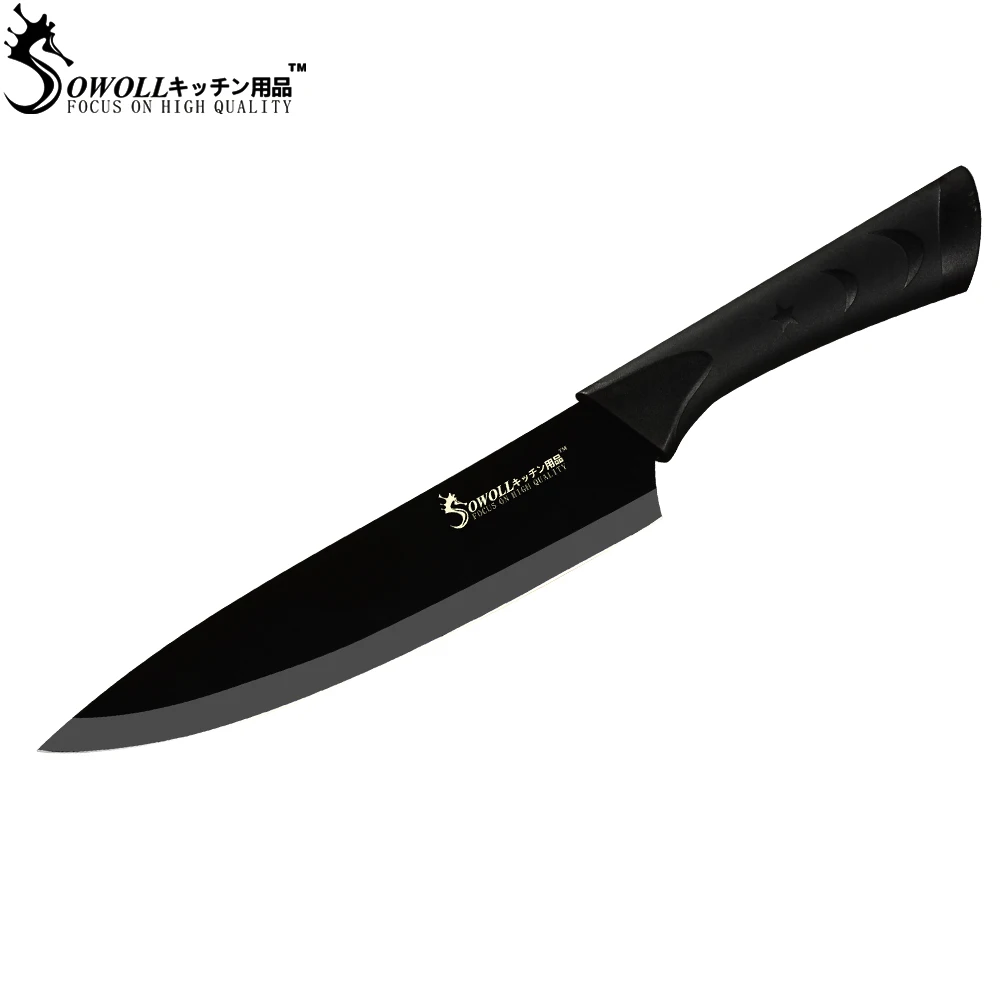 Sowoll 8 ''Нержавеющая сталь Кухня Ножи бытовые инструменты черный клинок
