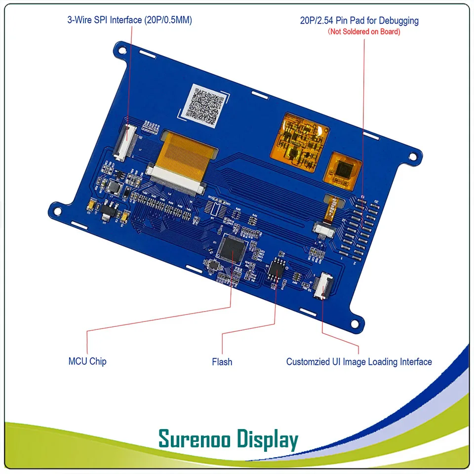 " 5,0 Inch 800*480 800480 серии 3 провода SPI TFT ЖК-дисплей модуль Экран дисплея с I2C емкостный сенсорный экран Панель