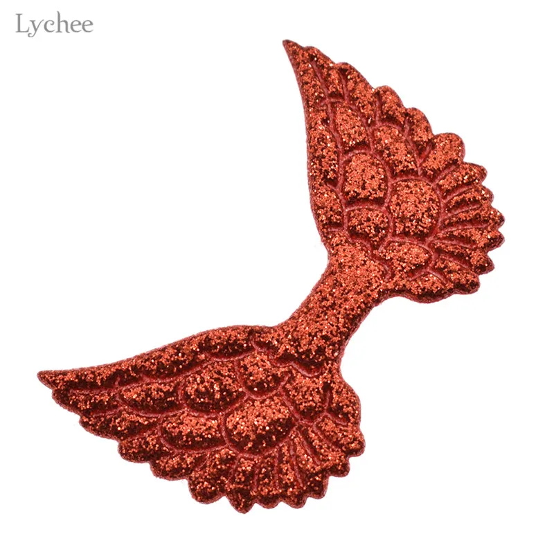 Lychee 40 шт. блестящая форма Крыло ангела патчи пришить на аппликация ремесла для одежды DIY патч Аксессуары для головы