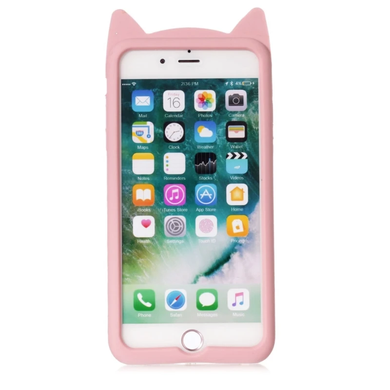 Haweel For iphone 8 plus silicone case cover Cute Cartoon Cat Whiskers Protective Back Cover 3d |