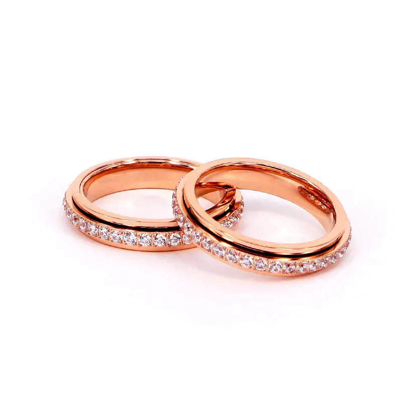 New Design Rotatable Shiny Zircon Ring Titanium Steel Top Quality Woman Wedding Promise Jewelry Love Brand Anillo Gift | Украшения и