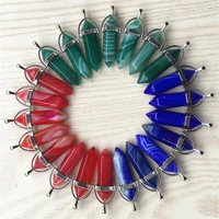natural stone pillar point pendantsnecklaces blue green wine red agates for making diy jewelry 24pcs wholesale lot dropshipping