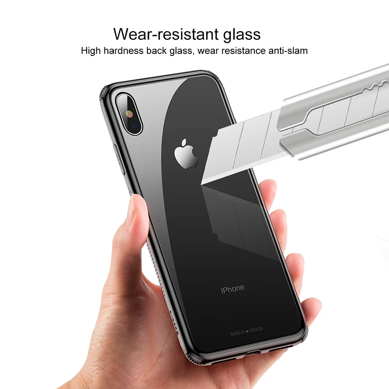 Роскошный чехол для телефона Baseus из закаленного стекла iPhone Xs XR Max защитные чехлы