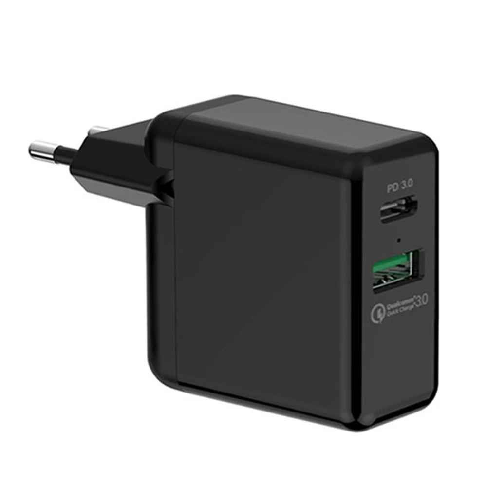 only Black Charger Usb type C PD зарядка 36 Вт с двумя портами, портативная зарядка QC 3,0, настенное зарядное устройство 18 Вт для iPhone X/XR/XS Max, iPad Pro, huawei - Тип штекера: only Black Charger