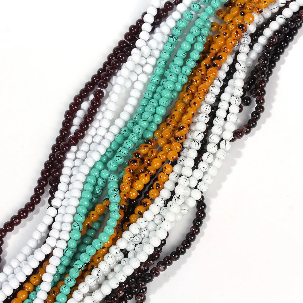 DoreenBeads 6 нитей (около 6x210 шт.) Смешанные Круглые Стеклянные Бусины россыпью 4 мм (1/8