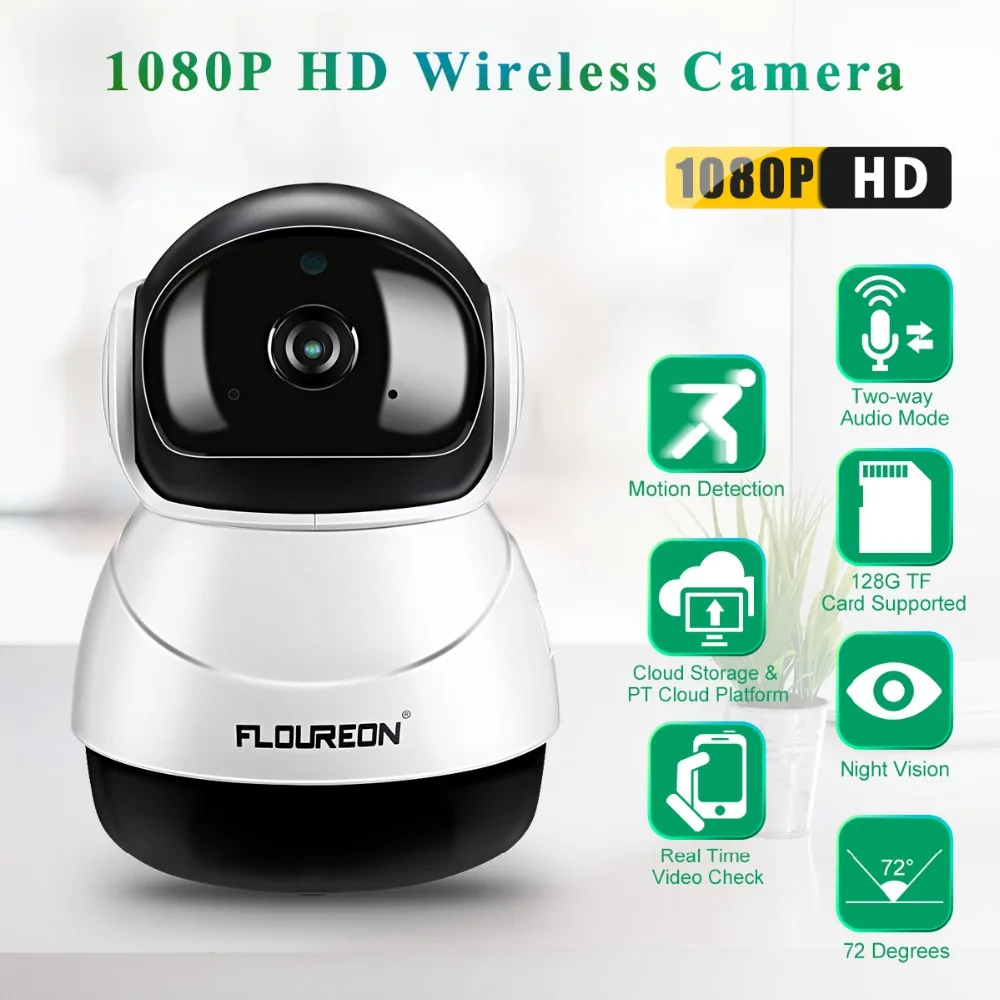 FLOUREON 1080P HD H.264 безопасности Wi Fi ip камера 2 0 мегапикселя Беспроводной камеры