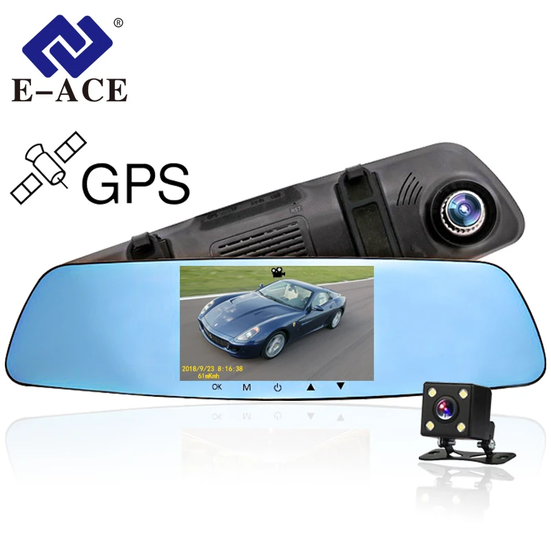 E ACE A11 5 0 дюймов Автомобильный видеорегистратор с gps зеркало заднего вида двойной