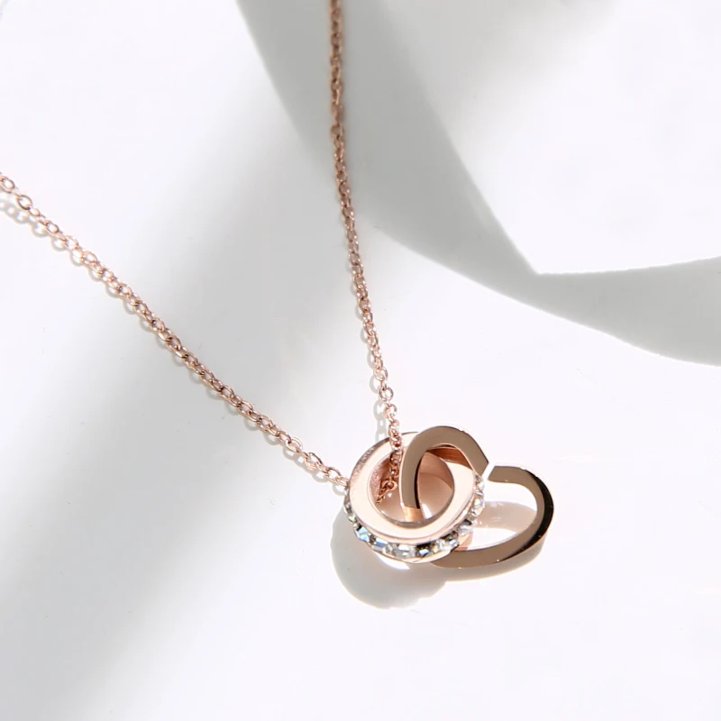 Ювелирное ожерелье из титановой стали Circle Love модное с подвеской в виде ключицы