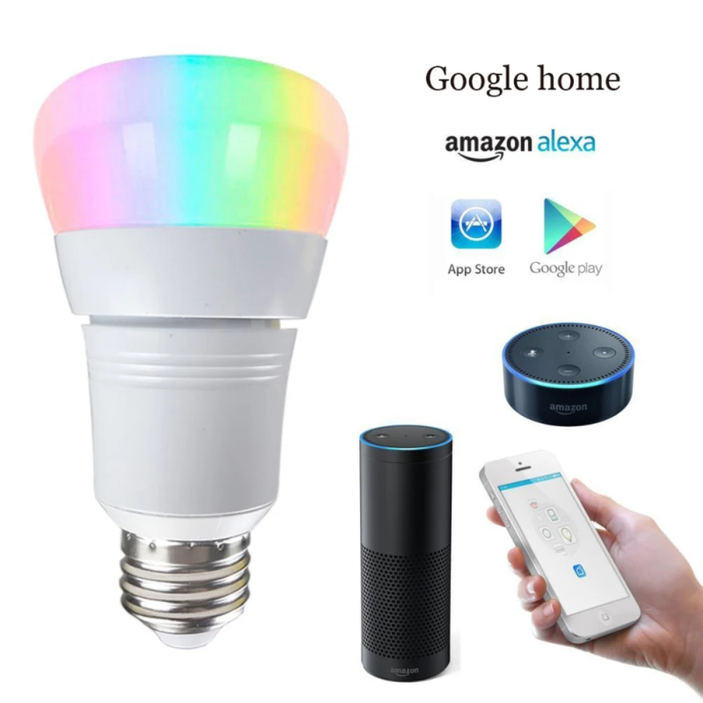 Умный WiFi светильник лампа 8 Вт RGB Bluetooth меняющая цвет с регулируемой яркостью Wake Up