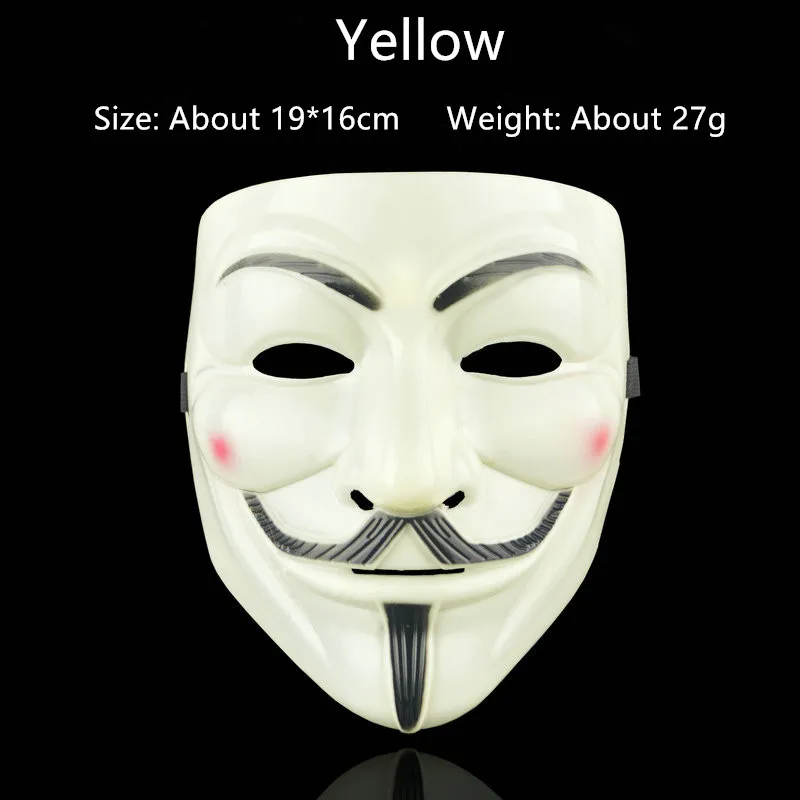 Yellow 1 шт. вечерние маски V для вендетты маска анонима Гая Фокса необычный аксессуар для костюма для взрослых Косплей Хэллоуин Вечерние Маски - Цвет: Yellow