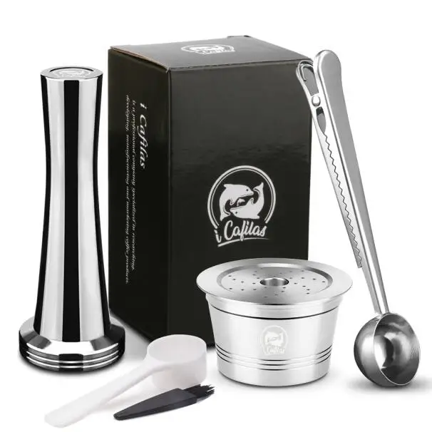1capsule 1 tamper1sp ICafilas нержавеющая сталь многоразового использования кофе капсулы Cafeteira фильтр для Caffitaly& Tchibo Cafissimo Minipresso машина - Цвет: 1capsule 1 tamper1sp