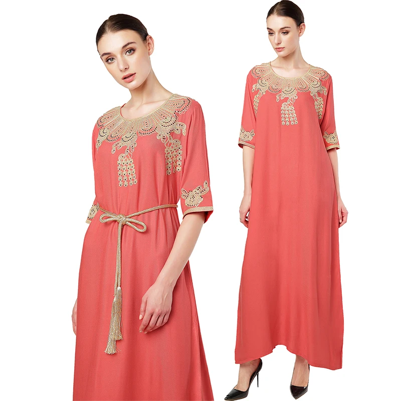 Женское длинное платье макси в богемном стиле винтажное туника мусульманский