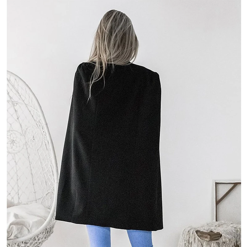

Hirigin New Jacket Women 2018 Fashion OL Slim Coats And Jackets Sexy Double Collar Shawl Design Women's Coat Autumn Outwear Cape