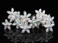 60 pcs pearl white flower bridal wedding prom crystal rhinestone hair pins clip hair accessory