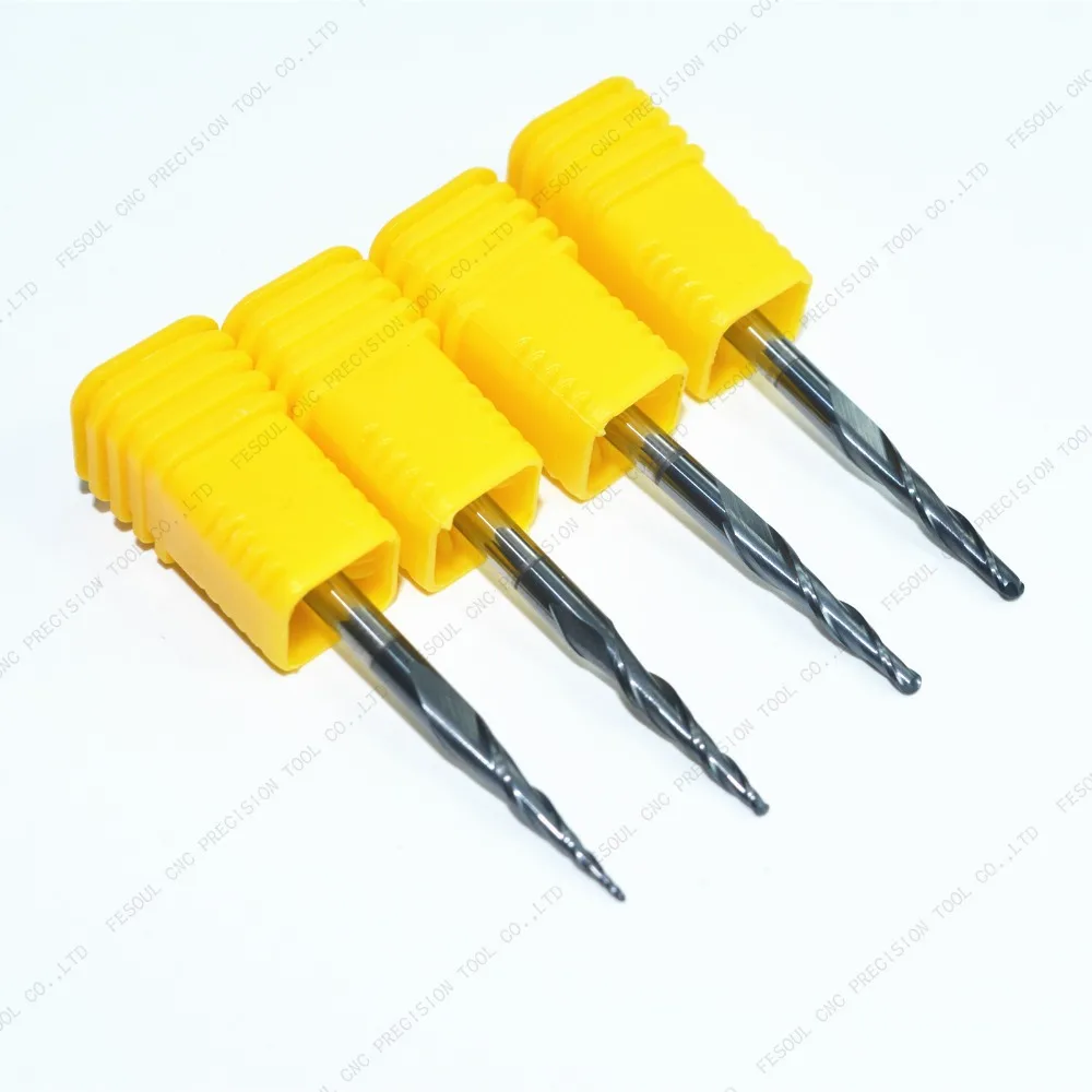 3.175mm-R0.25& R0.5& 0,75& 1,0-1 шт cnc карбид вольфрама 2 флейты конические Шаровые носовые фрезы, Деревообработка сферическая гравировка бит