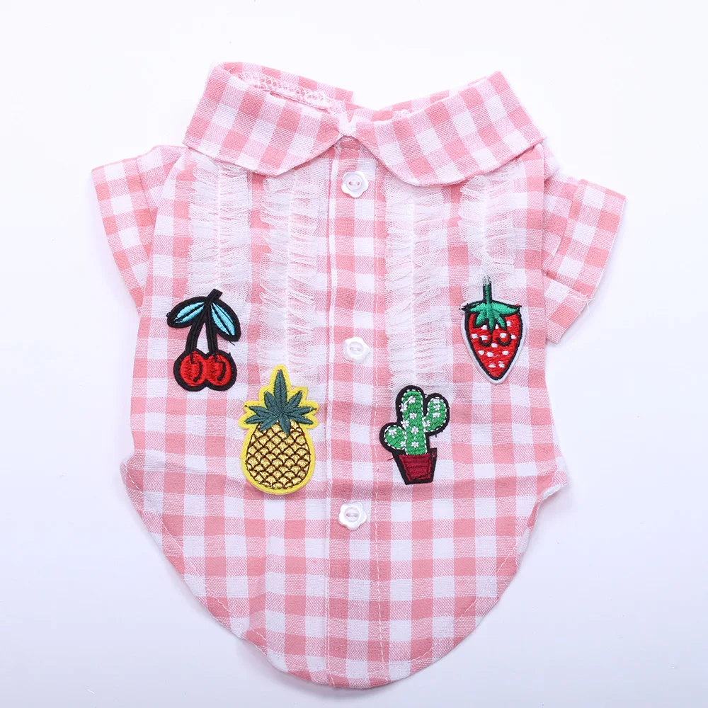 Одежда для собак Рубашка Платье в клетку и с рисунком фруктов Футболка со щенком