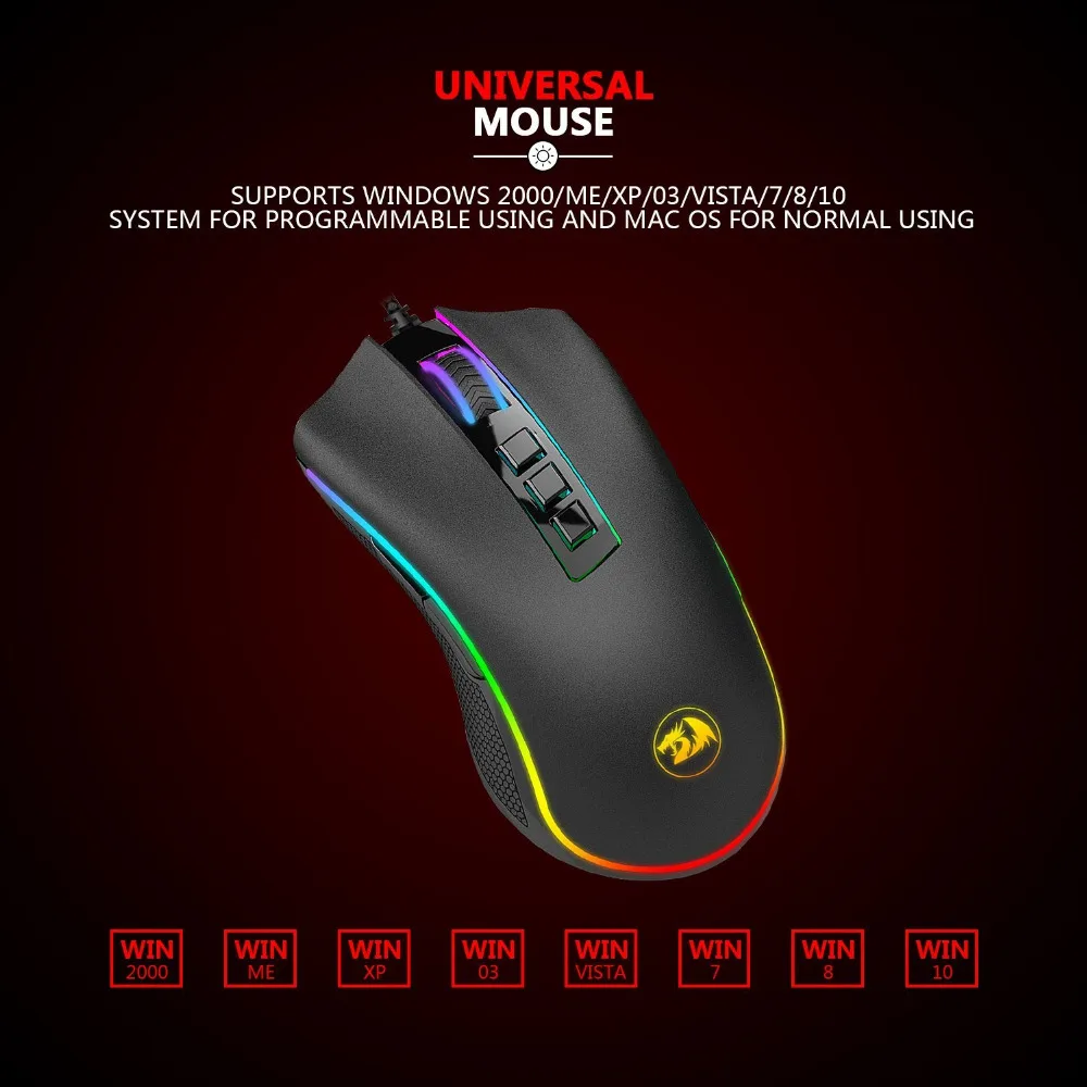 Redragon M711 Кобра игровой Мышь с Chroma RGB Цвет подсветкой 5000 Точек на дюйм джедай