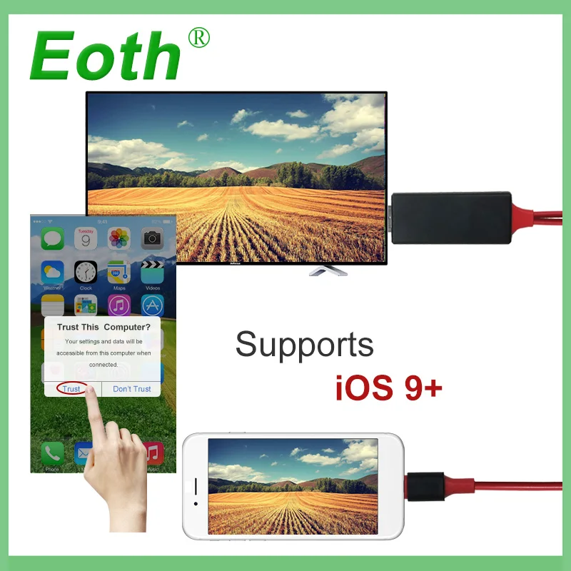 Кабель Lightning 8 Pin HDTV TV адаптер USB HD 1080P mirrorscreen кабель для apple tv совместим с iPhone 7 6S Plus| |
