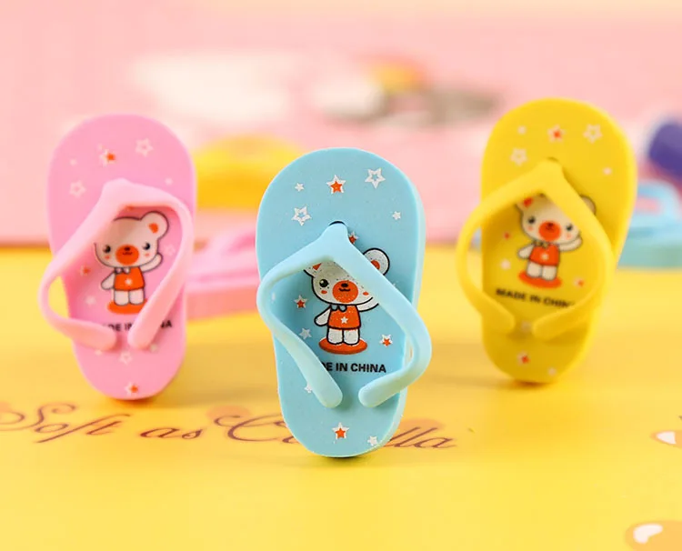 

5PCS creative 3D cartoon slipper Pencil Eraser Rubber Eraser Student Prizes Promotional Gift Stationery korean papelaria