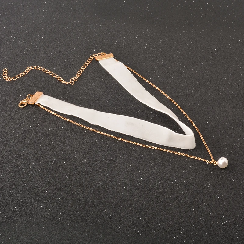 Розовый белый жемчуг бархатное колье ожерелье готическое винтажное ювелирное