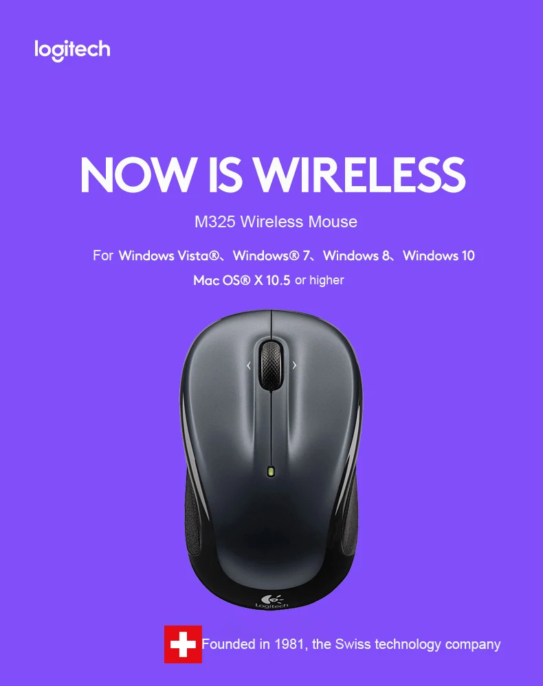 Беспроводная игровая мышь logitech M325, ПК геймер, настоящая оптическая 1000 точек/дюйм, отслеживание, унифицирующий нано приемник, компьютерная мышь