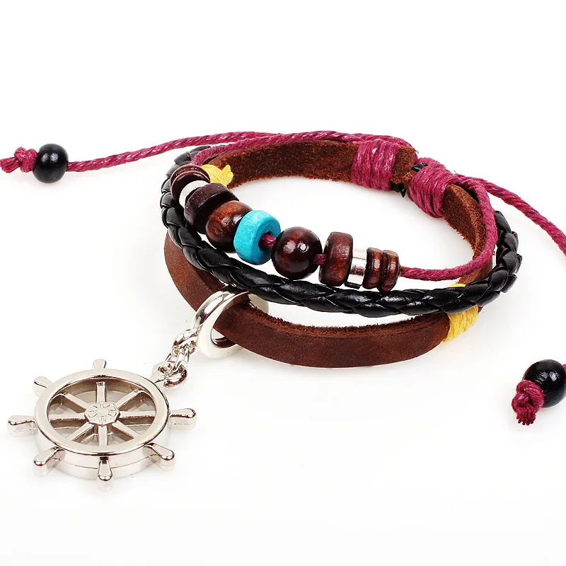 Новинка руль бусины многослойные кожаный браслет | Украшения и аксессуары