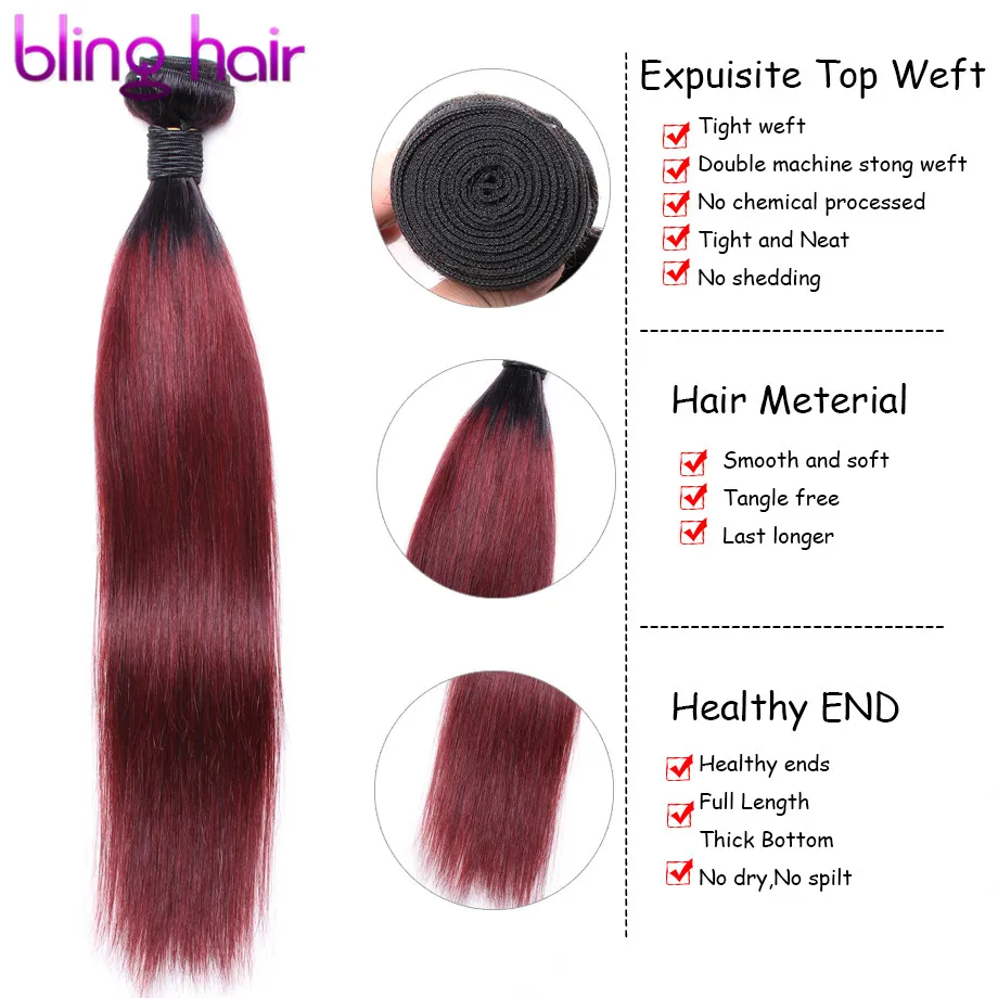 Bling волос предварительно Цвет ed бразильские волосы Комплект переплетений