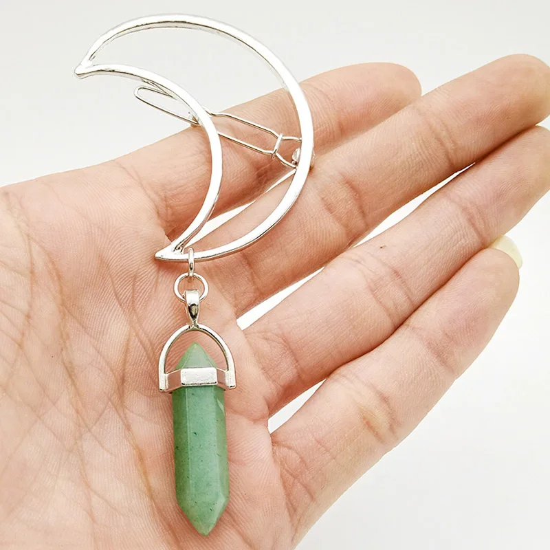 Light Green 1 шт. Горячая ретро многоцветная Женская Лунная заколка шестиугольная колонна Aolly заколка для волос аксессуары для волос - Цвет: Light Green