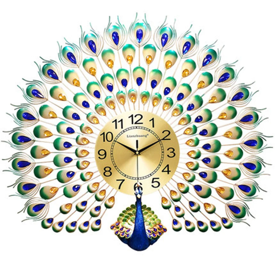 Peacock Modern Wall Clock Living Room Creative Metal Digital Decor Reloj Home Decoration Accessories 50C0038 | Дом и сад