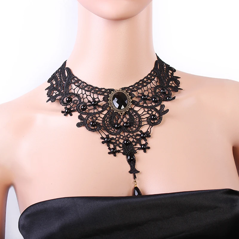 Long Pendant Lace Charm Necklace Black Dress Accessories Jewelry Elegant Lady Birthday Gifts Hot Selling Female Cheap Jewellery | Украшения